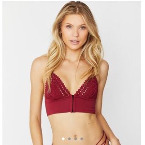 Frankie’s Bikinis AYLA Crochet Corset Bikini Top Red